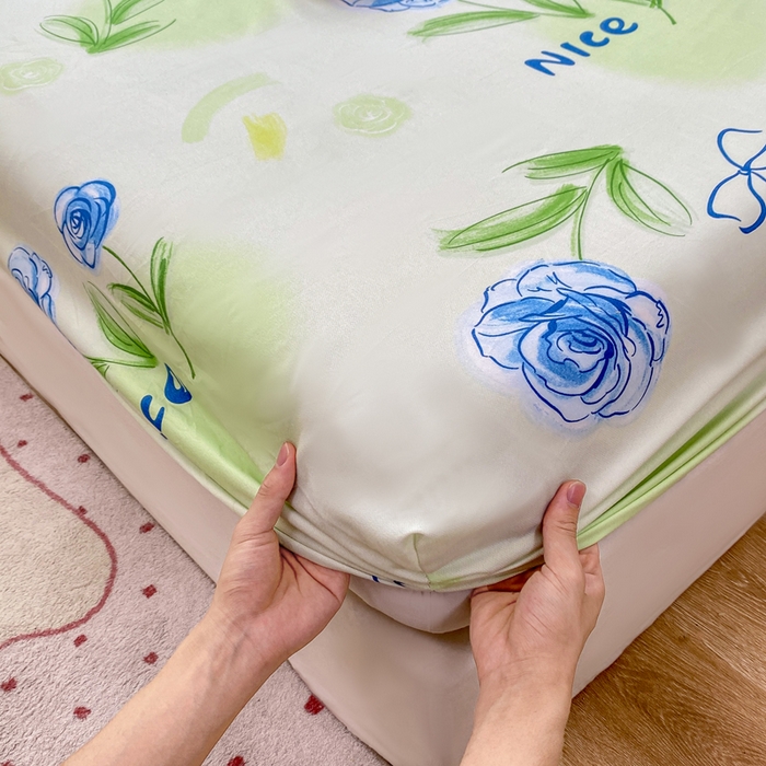 91家纺网 家纺一手货源 找家纺 红日子 2025新款生态斜纹植物羊绒单床笠磨毛床笠三件套 花町物语 +1