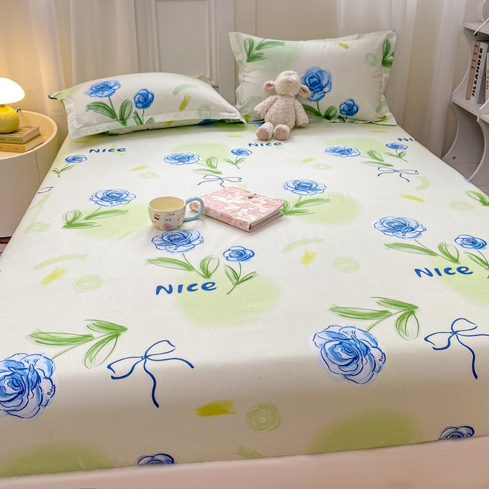 91家纺网 家纺一手货源 找家纺 红日子 2025新款生态斜纹植物羊绒单床笠磨毛床笠三件套 花町物语 +1