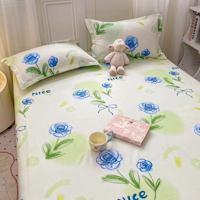 91家纺网 家纺一手货源 找家纺 红日子 2025新款生态斜纹植物羊绒单床笠磨毛床笠三件套 花町物语 +1