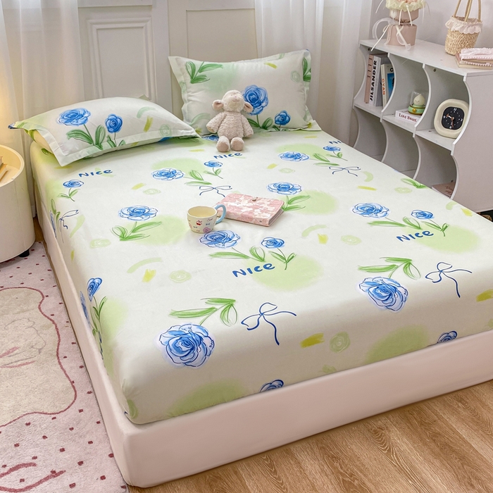 91家纺网 家纺一手货源 找家纺 红日子 2025新款生态斜纹植物羊绒单床笠磨毛床笠三件套 花町物语 +1