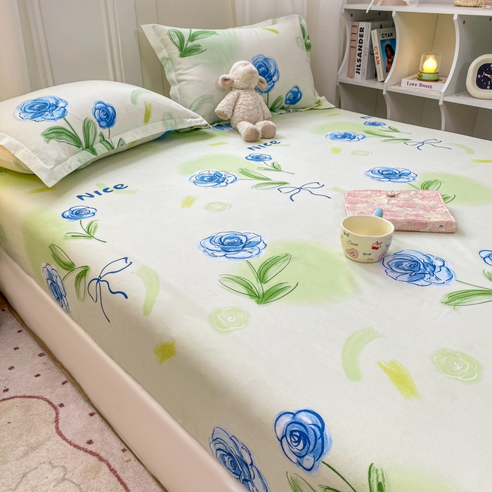 91家纺网 家纺一手货源 找家纺 红日子 2025新款生态斜纹植物羊绒单床笠磨毛床笠三件套 花町物语 +1