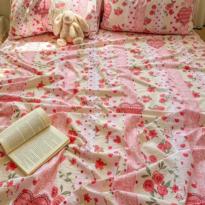 91家纺网 家纺一手货源 找家纺 花伞家居 2025新款印花双层纱单床单床笠（提供买家秀） 热恋城堡