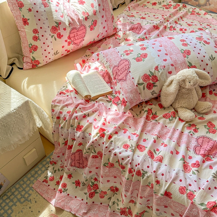 91家纺网 家纺一手货源 找家纺 花伞家居 2025新款印花双层纱单床单床笠（提供买家秀） 热恋城堡