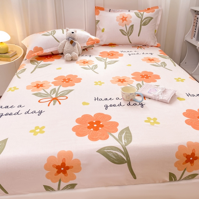 91家纺网 家纺一手货源 找家纺 红日子 2025新款生态斜纹植物羊绒单床笠磨毛床笠三件套 快乐随心 +1