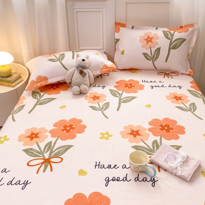 91家纺网 家纺一手货源 找家纺 红日子 2025新款生态斜纹植物羊绒单床笠磨毛床笠三件套 快乐随心 +1