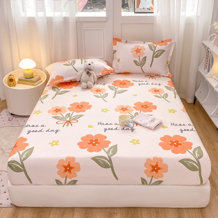 91家纺网 家纺一手货源 找家纺 红日子 2025新款生态斜纹植物羊绒单床笠磨毛床笠三件套 快乐随心 +1