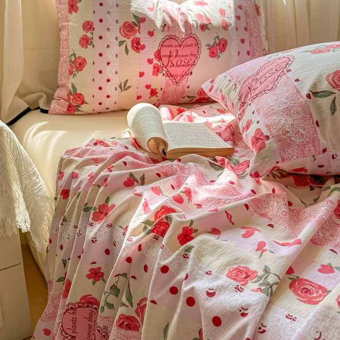91家纺网 家纺一手货源 找家纺 花伞家居 2025新款印花双层纱单床单床笠（提供买家秀） 热恋城堡