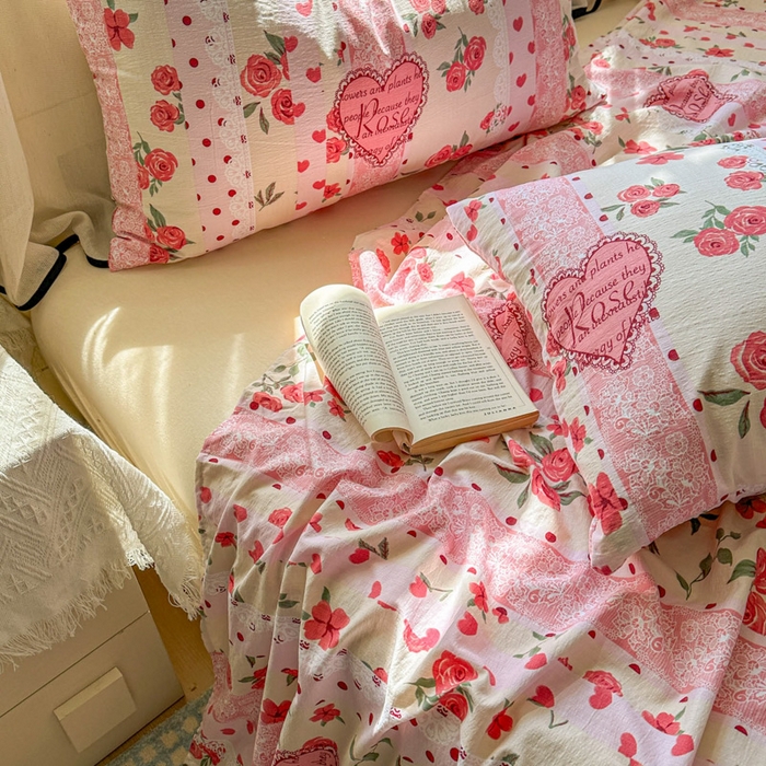 91家纺网 家纺一手货源 找家纺 花伞家居 2025新款印花双层纱单床单床笠（提供买家秀） 热恋城堡