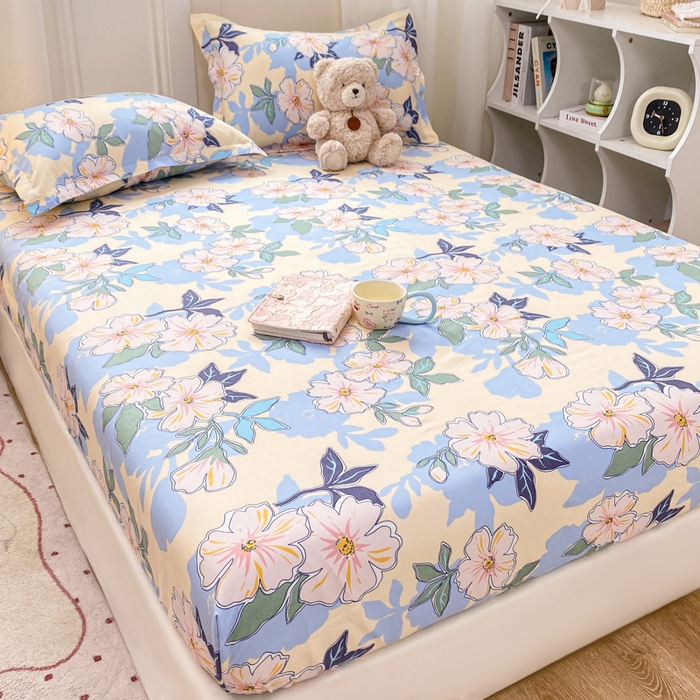 91家纺网 家纺一手货源 找家纺 红日子 2025新款生态斜纹植物羊绒单床笠磨毛床笠三件套 浪漫情丝