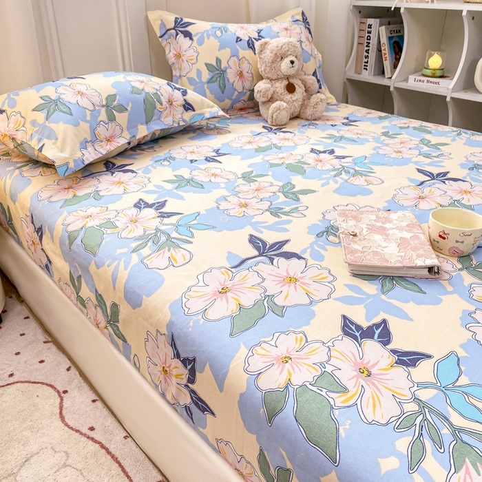 91家纺网 家纺一手货源 找家纺 红日子 2025新款生态斜纹植物羊绒单床笠磨毛床笠三件套 浪漫情丝