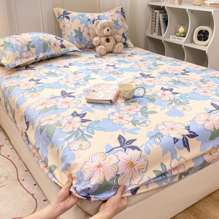 91家纺网 家纺一手货源 找家纺 红日子 2025新款生态斜纹植物羊绒单床笠磨毛床笠三件套 浪漫情丝