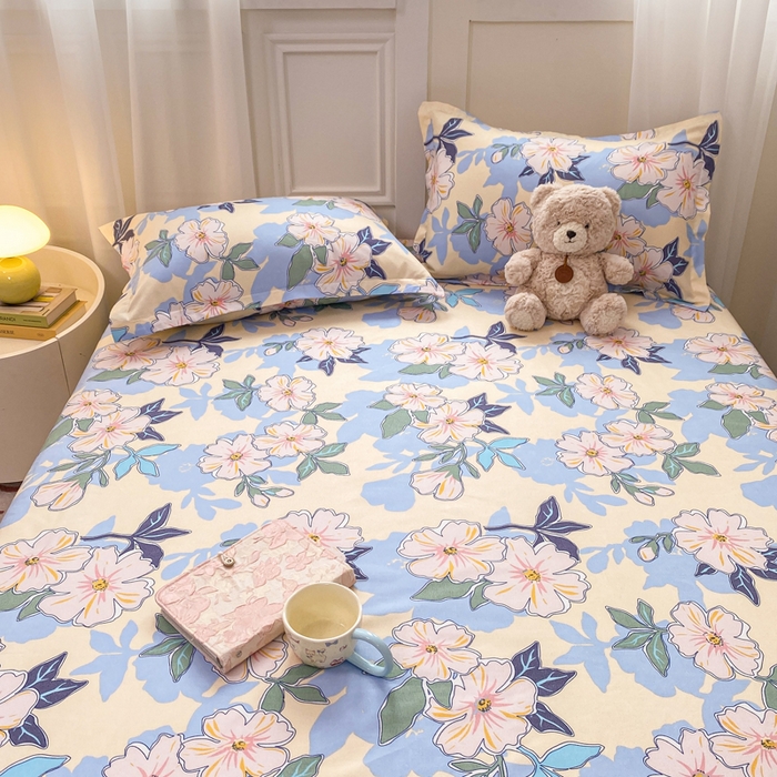 91家纺网 家纺一手货源 找家纺 红日子 2025新款生态斜纹植物羊绒单床笠磨毛床笠三件套 浪漫情丝