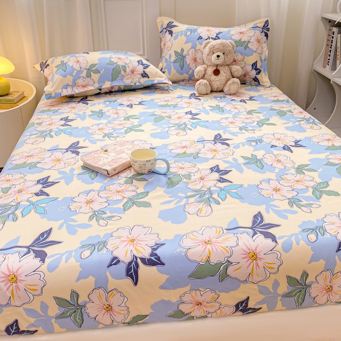 91家纺网 家纺一手货源 找家纺 红日子 2025新款生态斜纹植物羊绒单床笠磨毛床笠三件套 浪漫情丝