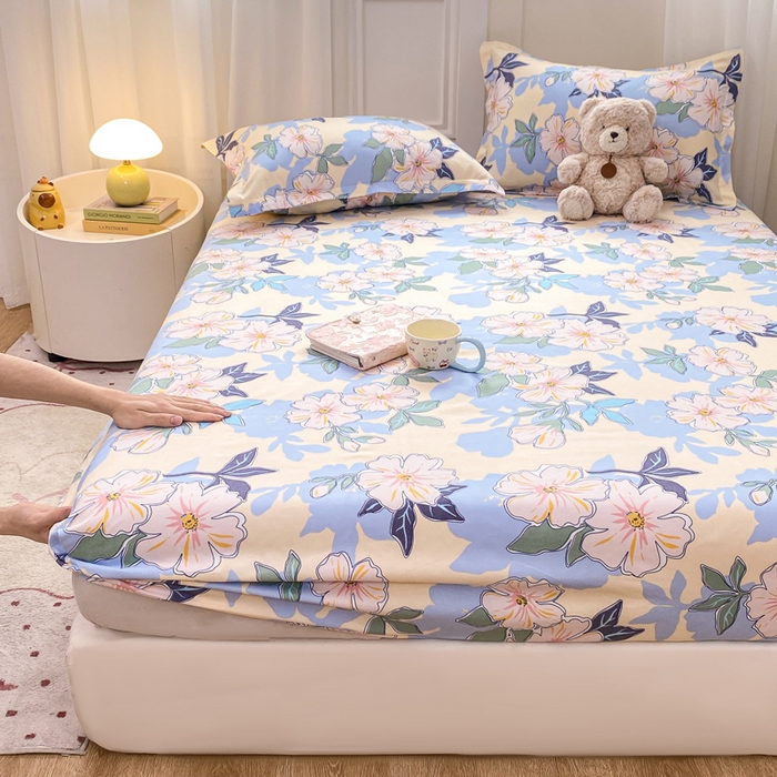 91家纺网 家纺一手货源 找家纺 红日子 2025新款生态斜纹植物羊绒单床笠磨毛床笠三件套 浪漫情丝