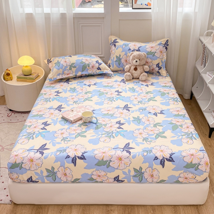 91家纺网 家纺一手货源 找家纺 红日子 2025新款生态斜纹植物羊绒单床笠磨毛床笠三件套 浪漫情丝