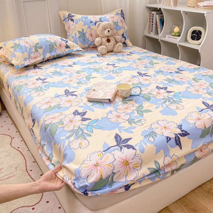 91家纺网 家纺一手货源 找家纺 红日子 2025新款生态斜纹植物羊绒单床笠磨毛床笠三件套 浪漫情丝