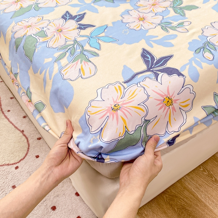 91家纺网 家纺一手货源 找家纺 红日子 2025新款生态斜纹植物羊绒单床笠磨毛床笠三件套 浪漫情丝