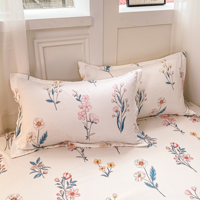 91家纺网 家纺一手货源 找家纺 红日子 2025新款生态斜纹植物羊绒单床笠磨毛床笠三件套 梦溪小花