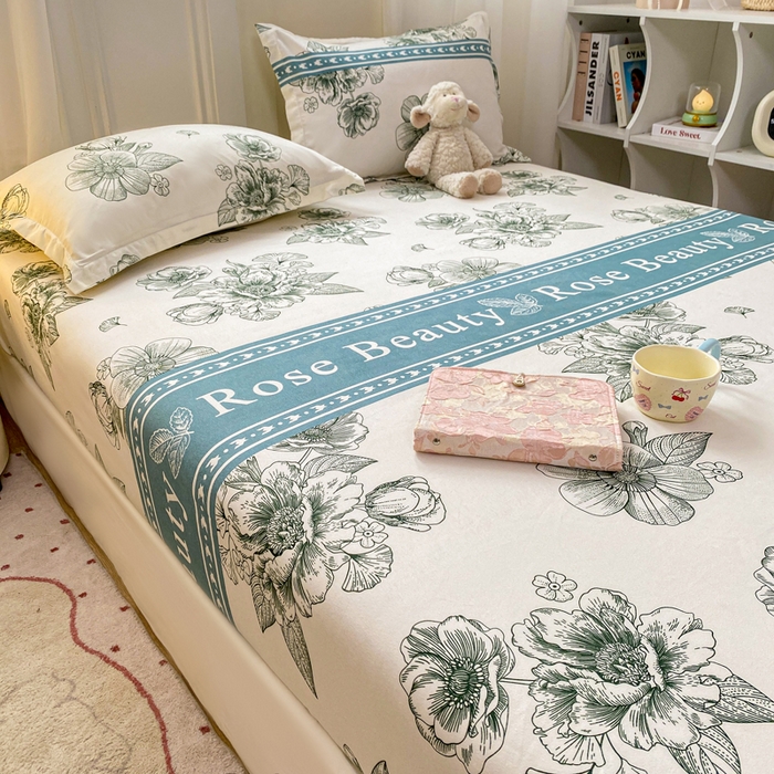 91家纺网 家纺一手货源 找家纺 红日子 2025新款生态斜纹植物羊绒单床笠磨毛床笠三件套 浓情花韵