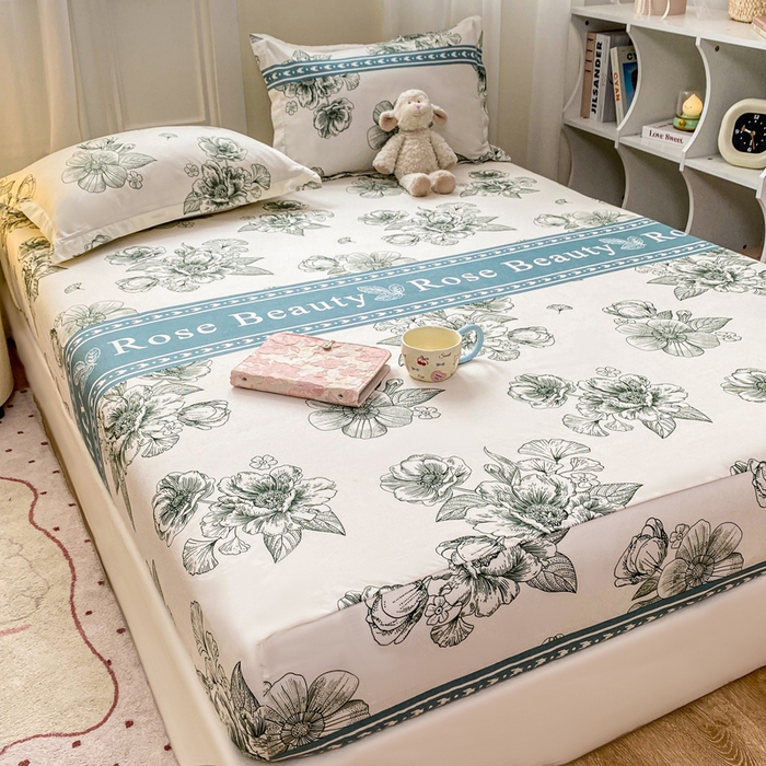 91家纺网 家纺一手货源 找家纺 红日子 2025新款生态斜纹植物羊绒单床笠磨毛床笠三件套 浓情花韵