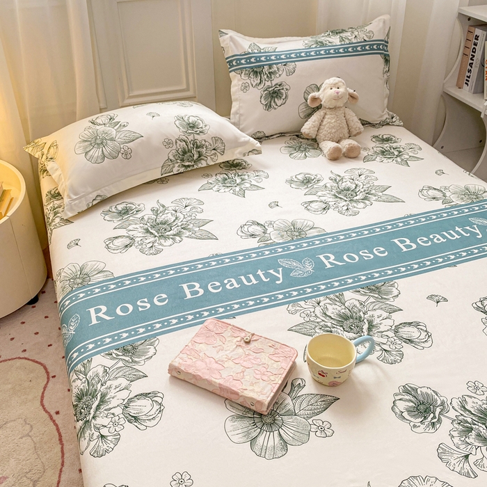 91家纺网 家纺一手货源 找家纺 红日子 2025新款生态斜纹植物羊绒单床笠磨毛床笠三件套 浓情花韵