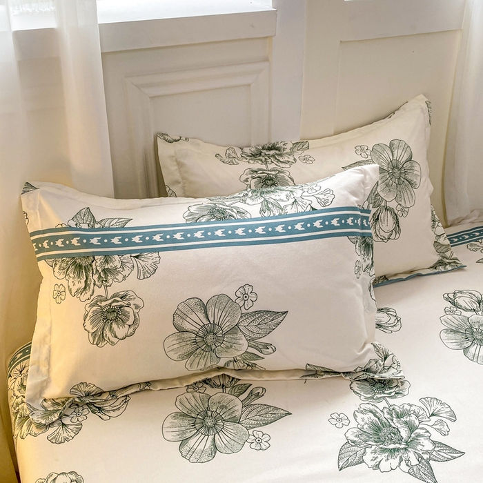 91家纺网 家纺一手货源 找家纺 红日子 2025新款生态斜纹植物羊绒单床笠磨毛床笠三件套 浓情花韵