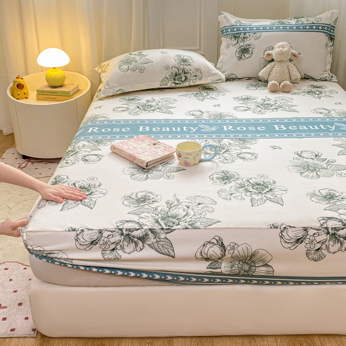 91家纺网 家纺一手货源 找家纺 红日子 2025新款生态斜纹植物羊绒单床笠磨毛床笠三件套 浓情花韵