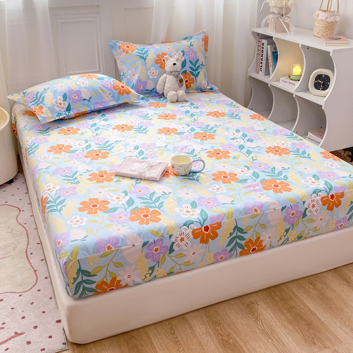 91家纺网 家纺一手货源 找家纺 红日子 2025新款生态斜纹植物羊绒单床笠磨毛床笠三件套 秋风似锦