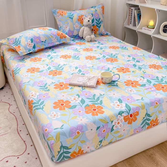 91家纺网 家纺一手货源 找家纺 红日子 2025新款生态斜纹植物羊绒单床笠磨毛床笠三件套 秋风似锦