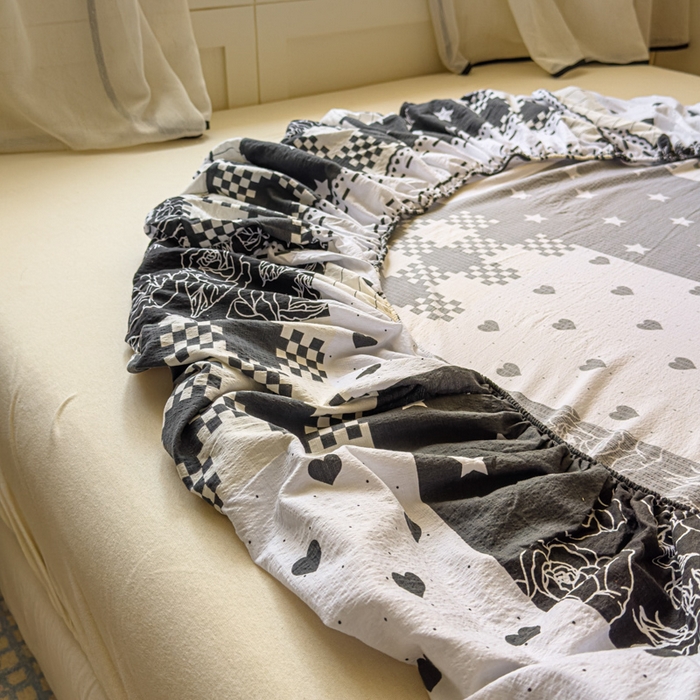 91家纺网 家纺一手货源 找家纺 花伞家居 2025新款印花双层纱单床单床笠（提供买家秀） 维壹