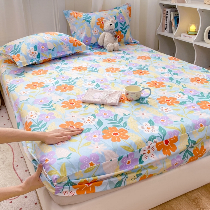 红日子 2025新款生态斜纹植物羊绒单床笠磨毛床笠三件套 秋风似锦