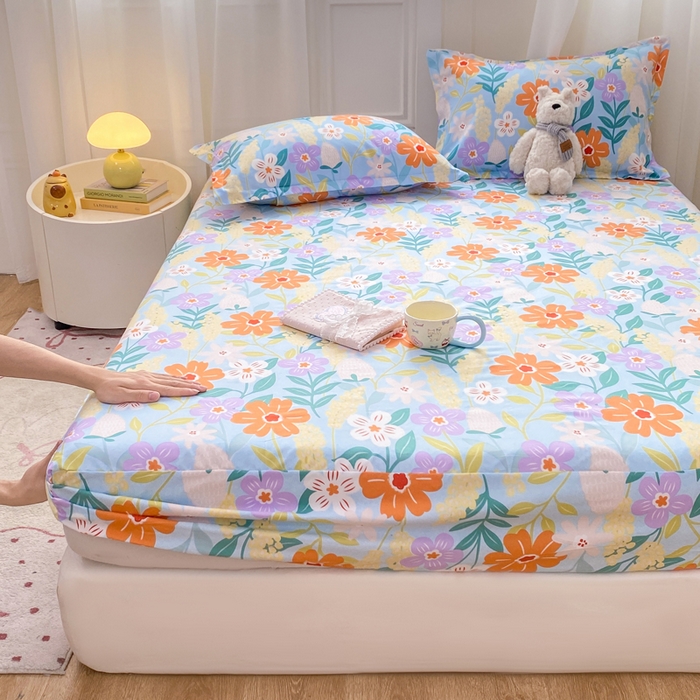 91家纺网 家纺一手货源 找家纺 红日子 2025新款生态斜纹植物羊绒单床笠磨毛床笠三件套 秋风似锦