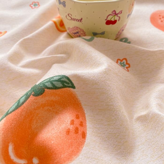 91家纺网 家纺一手货源 找家纺 红日子 2025新款生态斜纹植物羊绒单床笠磨毛床笠三件套 水果派对