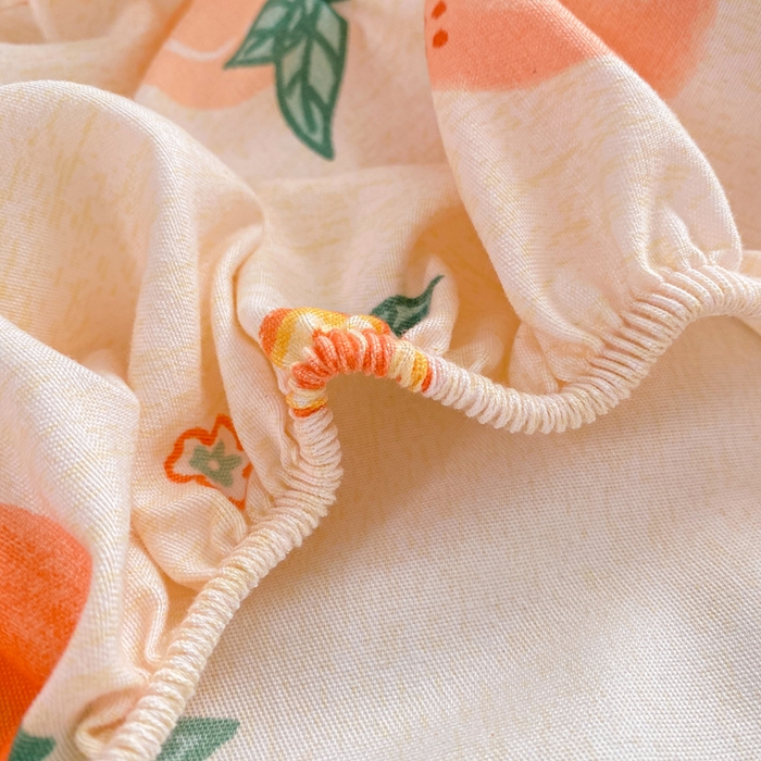 91家纺网 家纺一手货源 找家纺 红日子 2025新款生态斜纹植物羊绒单床笠磨毛床笠三件套 水果派对