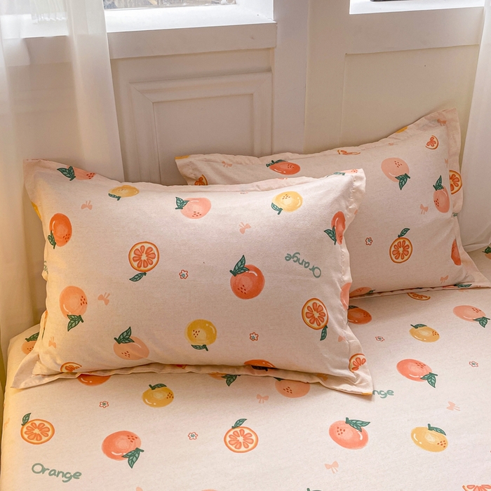 91家纺网 家纺一手货源 找家纺 红日子 2025新款生态斜纹植物羊绒单床笠磨毛床笠三件套 水果派对