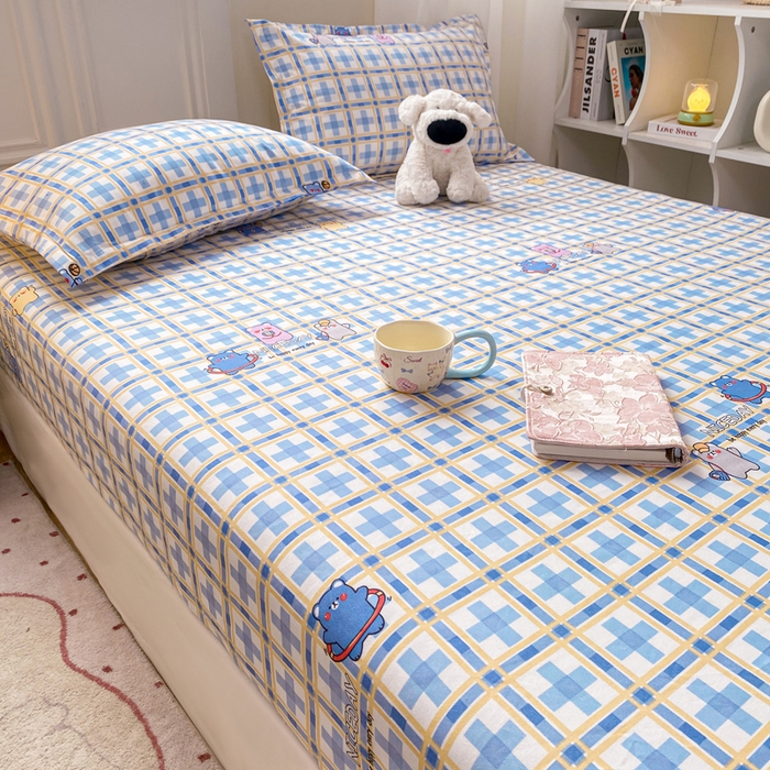 91家纺网 家纺一手货源 找家纺 红日子 2025新款生态斜纹植物羊绒单床笠磨毛床笠三件套 甜心萌宠 +1