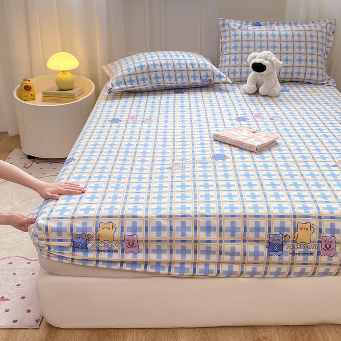 91家纺网 家纺一手货源 找家纺 红日子 2025新款生态斜纹植物羊绒单床笠磨毛床笠三件套 甜心萌宠 +1