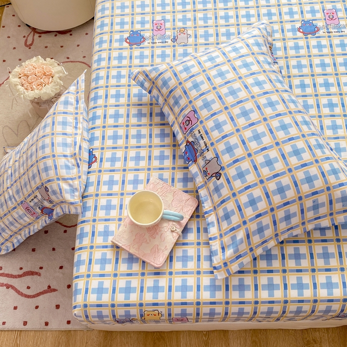 91家纺网 家纺一手货源 找家纺 红日子 2025新款生态斜纹植物羊绒单床笠磨毛床笠三件套 甜心萌宠 +1