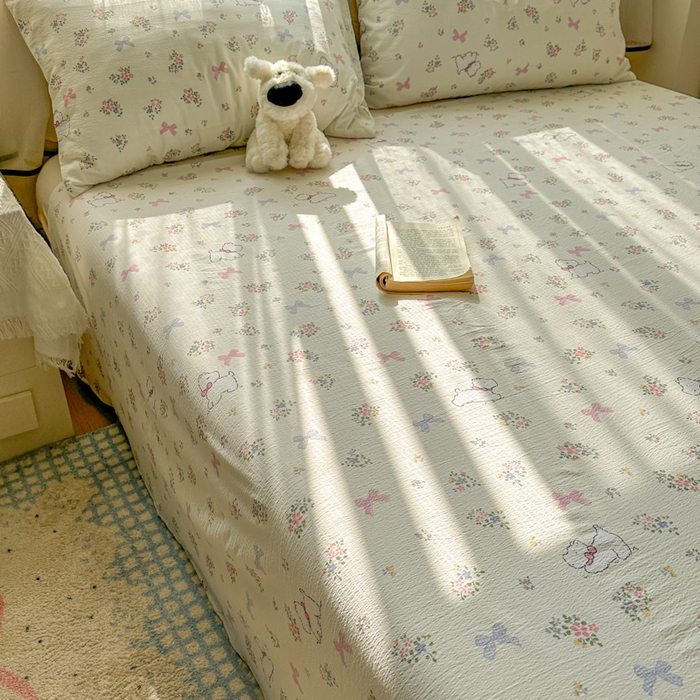 91家纺网 家纺一手货源 找家纺 花伞家居 2025新款印花双层纱单床单床笠（提供买家秀） 新气场