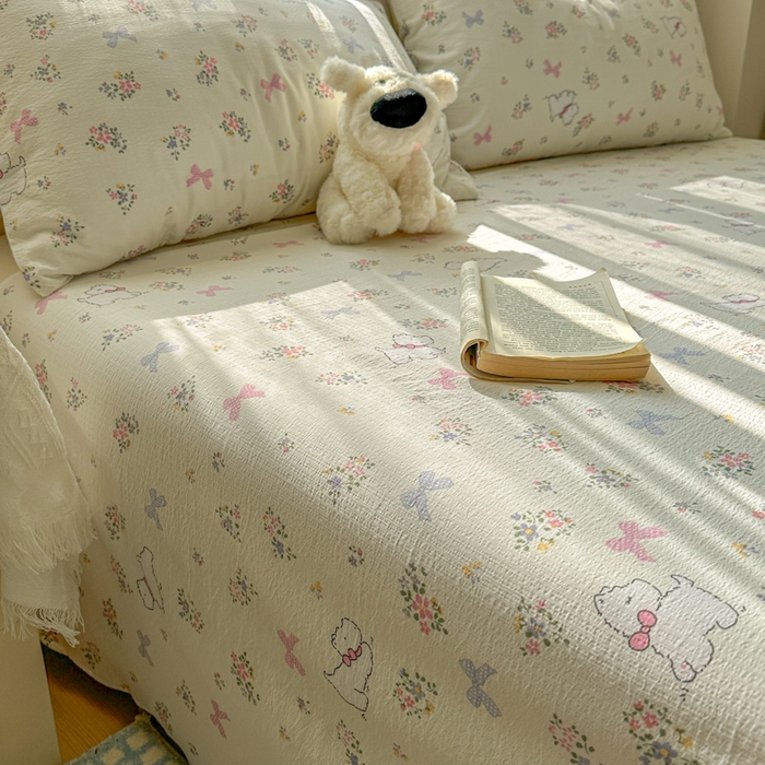 91家纺网 家纺一手货源 找家纺 花伞家居 2025新款印花双层纱单床单床笠（提供买家秀） 新气场