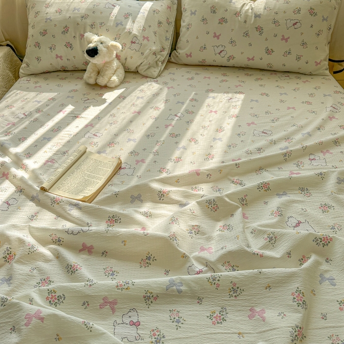 91家纺网 家纺一手货源 找家纺 花伞家居 2025新款印花双层纱单床单床笠（提供买家秀） 新气场