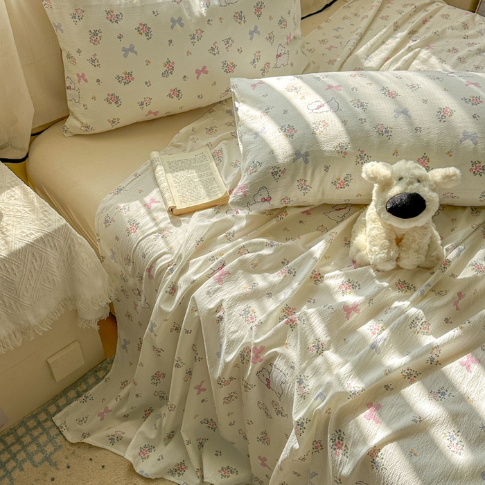 91家纺网 家纺一手货源 找家纺 花伞家居 2025新款印花双层纱单床单床笠（提供买家秀） 新气场