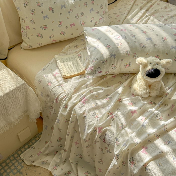 91家纺网 家纺一手货源 找家纺 花伞家居 2025新款印花双层纱单床单床笠（提供买家秀） 新气场