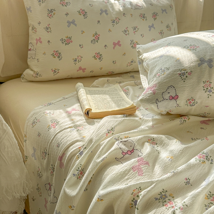 91家纺网 家纺一手货源 找家纺 花伞家居 2025新款印花双层纱单床单床笠（提供买家秀） 新气场
