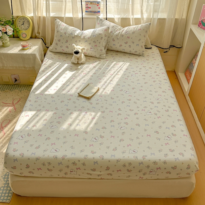 91家纺网 家纺一手货源 找家纺 花伞家居 2025新款印花双层纱单床单床笠（提供买家秀） 新气场