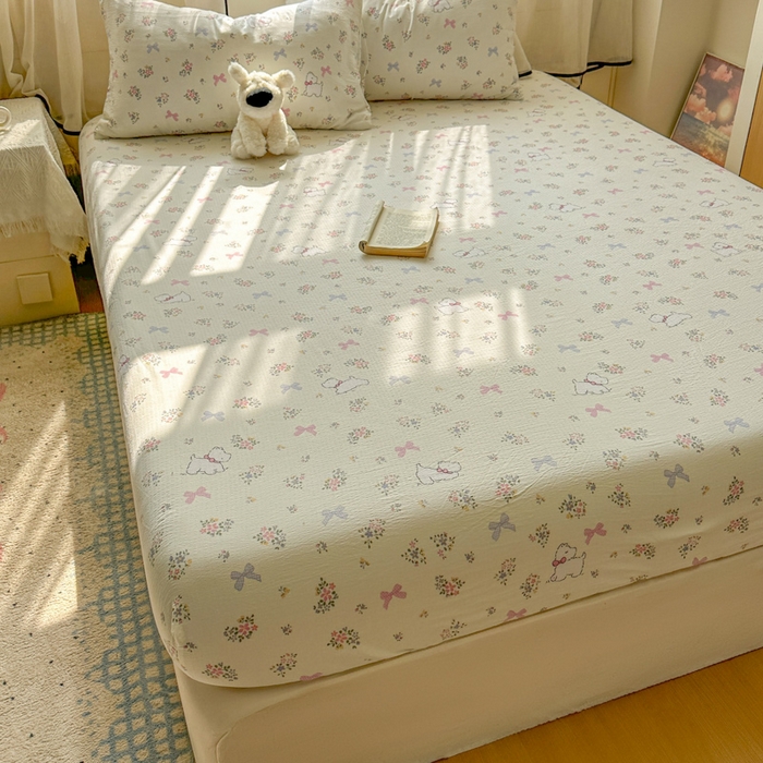 91家纺网 家纺一手货源 找家纺 花伞家居 2025新款印花双层纱单床单床笠（提供买家秀） 新气场