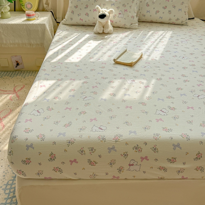 91家纺网 家纺一手货源 找家纺 花伞家居 2025新款印花双层纱单床单床笠（提供买家秀） 新气场