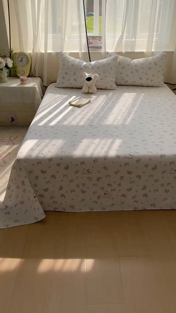 91家纺网 家纺一手货源 找家纺 花伞家居 2025新款印花双层纱单床单床笠（提供买家秀） 新气场