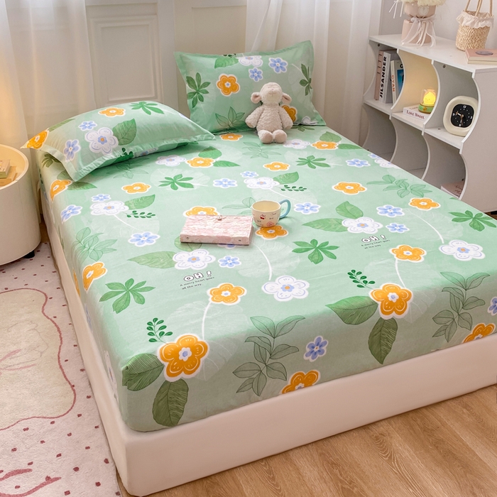 91家纺网 家纺一手货源 找家纺 红日子 2025新款生态斜纹植物羊绒单床笠磨毛床笠三件套 珍珠花语