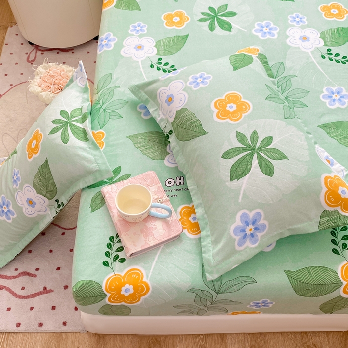 91家纺网 家纺一手货源 找家纺 红日子 2025新款生态斜纹植物羊绒单床笠磨毛床笠三件套 珍珠花语